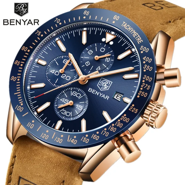 BENYAR Luxury Men WatchesTop Bran Men WristWatches Leather Quartz Watch Sports Waterproof 30M Male Clock Relogio Masculino 1