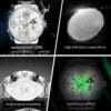 OLEVS Original Brand Men's Watches Business Waterproof Quartz Watch Stainless Steel Strap Chronometer Moon Phase Watch for Men 5
