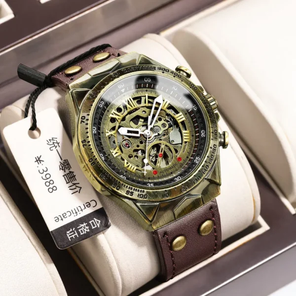 BINBOND A275 Fashion Retro Men's Mechanical Watch Waterproof Leather Strap Tourbillon High end Men's Mechanical Watch 1