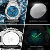 OLEVS 3626 Watches For Men Original Wristwatch Stainless steel Multifunctional Chronograph Waterproof Luminous Quartz Reloj 5