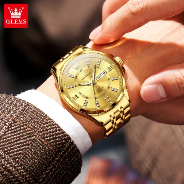 OLEVS Top Brand Men's Watches Luxury Fashion Original Quartz Watch for Man Star Ring Diamond Scale Waterproof Luminous Date Week 2