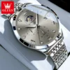 OLEVS Top Brand Men's Watches Business Fashion Original Quartz Watch for Man Grey Dial Moon Phase Date Chronograph Waterproof 2