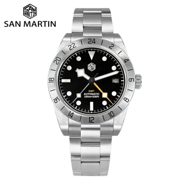 San Martin NH34 39mm BB GMT Luxury Men's Watches Business Dress Watch For Men Automatic Mechanical Sapphire Date Windows BGW9 1
