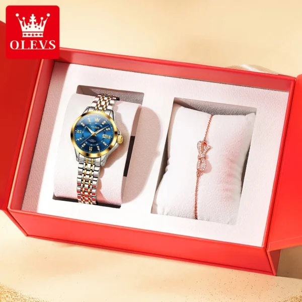 OLEVS Luxury Original Brand Women's Watches Waterproof Calendar Quartz Watch Stainless Steel Strap Luminous Fashion Versatile 1