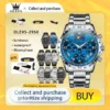 OLEVS Original Luminous Men's Watches Date Chronograph Moon Phase Quartz Watch for Man Waterproof Fashion Skeleton Clock Watch 1