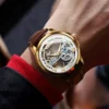 OLEVS Men's Watches Automatic Mechanical Watches Waterproof Leather Strap Top Luxury Men Wristwatch Luminous Gift Box Watch Men 4