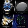OLEVS 5885 Man Watch Original Brand Waterproof Quartz Watch Stainless Steel Strap Automatic Date Mens Gifts Watches For Man 5
