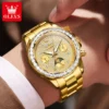 OLEVS Luxury Automatic Mechanical Men Watch Moon Phase Diamond Dial Waterproof Man Wristwatch Fashion Luminous Calendar Week 3