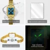 OELVS New Luxury Lady's Watches Elegant Gold Rectangular Dial Quartz Watch Diamond Bracelet Gift Box Set Original Female Watch 5