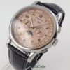 Corgeut 42mm Automatic Men's Watch Date Day Month Year Salmon Dial Multifunction 316L Leather Strap Polished Case Day Night 3