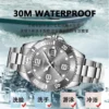 Classic Fashion Men's Watches Waterproof Stainless Steel Quartz Wristwatch Simulated Mechanical Movement Mineral Mirror Diver 6