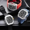 TSAR BOMBA Watch for Men Luxury Brand Tonneau Design Waterproof Clock Stainless Steel Wristwatch Fashion Rectangle Mens Watch 5