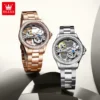 OLEVS Rose Gold  Automatic Mechanical Skeleton Watch For Man Watches Waterproof Wristwatches Rhinestone Luxury New Reloj Mujer 4