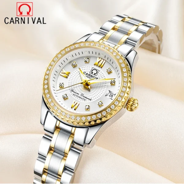 CARNIVAL Brand Luxury Wrist Watches for Women Ladies Waterproof Sapphire Automatic Mechanical Wristwatch Luminous Montre Femme 1