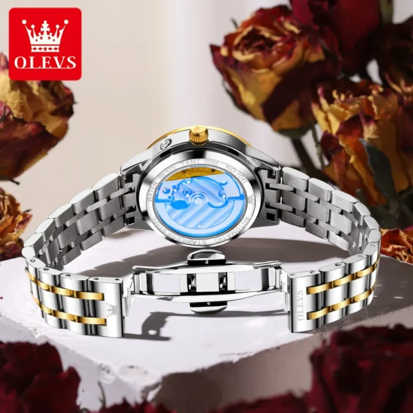 OLEVS Original Brand Moon Phase Women's Watches Fashion Automatic Mechanical Watch 30m Waterproof Date Luminous Top Wrist Watch 2