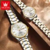 OLEVS Top Brand Couple watch Calendar Waterproof Luminous Quartz Watch for Men's and Lady's Original Fashion Lover's Watches 2