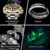 OUPINKE Original Brand & Italian Designer Men's Watches Waterproof Automatic Mechanical Watch Transparent Hollow out Wristwatch 5