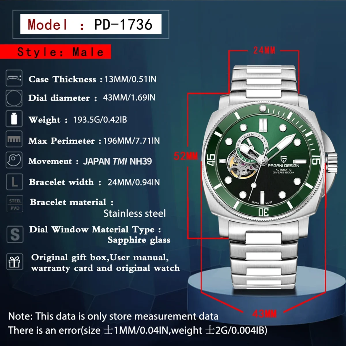 2024 New PAGANI DESIGN Men Mechanical Wristwatches Luxury Mens Watches Automatic Watch For Men Sapphire Mirror Waterproof Sports 6