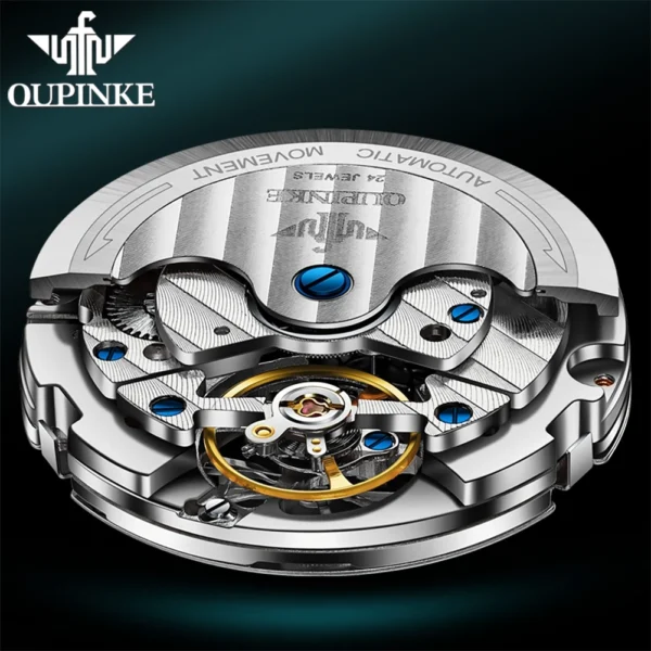 OUPINKE Original Men's Watches Skeleton Hollow Out Automatic Mechanical Watch Waterproof Luminous Multifunction Male Wristwatch 2