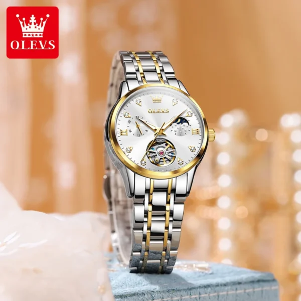 OLEVS 6608 Women Watch Original Luxury Watch Stainless Steel Automatic Mechanical Moon Phase Waterproof Watches For Women ﻿ ﻿ 2