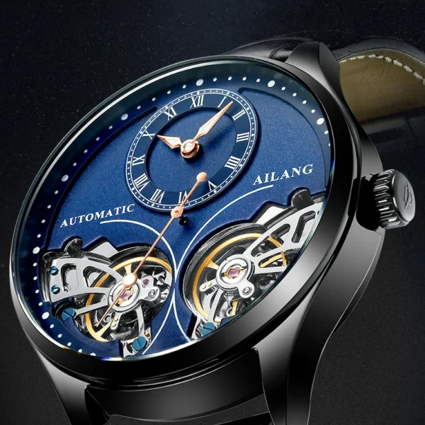 AILANG Genuine Brand Men's Double Tourbillon Luminous Direct-looking Mechanical Watch Automatic Watch Men's Watch   Hollow Movem 2