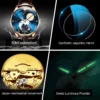 OUPINKE 3177 Luxury Men's Watches Comfortable Leather Strap Automatic Mechanical Watch for Man Starry Sky Earth Dial Sapphire 6