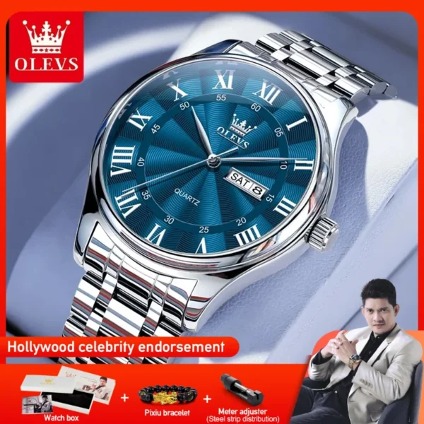 OLEVS 3663 Mens Watch Original Simple Brand Quartz Watch Waterproof Luminous Watches For Men Dual Calendar Display Mens Gifts 1