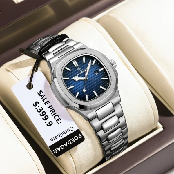 POEDAGAR Elegant Women Wristwatch Waterproof Luminous Calendar Ladies Watch Square Stainless Steel Quartz Women's Watches Female 2