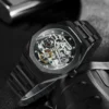 Forsining Silver Automatic Watch Men 3D Diamond Dial Irregular Tourbillon Skeleton Mechanical Wristwatches Luminous Hands Clock 3