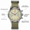 Men's watches 1963 pilot automatic watch 42mm waterproof retro quartz chronograph vintage dress watch 5