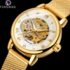 Forsining Elegant Fashion Women's Mechanical Watch Skeleton Movement Roman Luminous Numerals Mesh Strap Female Luxury Wristwatch 1