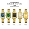 OELVS New Luxury Lady's Watches Elegant Gold Rectangular Dial Quartz Watch Diamond Bracelet Gift Box Set Original Female Watch 6