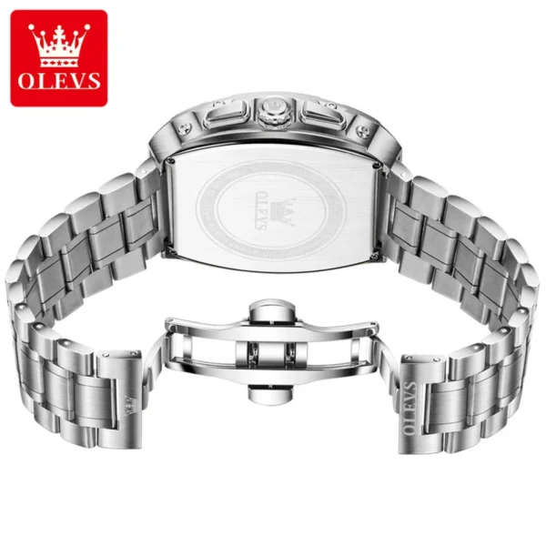 OLEVS 5639 Men's Watches Tonneau Chronograph Stainless Steel Waterproof Quartz Watch Luminous Date Original Brand Watch for Man 2