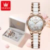 OLEVS Top Brand Luxury Ceramic Mechanical Watch for Women Fashion Diamond Bracelet and Necklace Set Automatic Watch for Women 4
