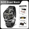 OLEVS 3673 Mens Watch Business Brand Quartz Watches Multifunctional Chronograph Waterproof Moon Phase Watch Mens Gifts Original 2