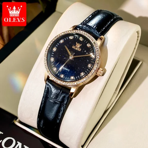 OLEVS Original Brand Fashion Women's watches Starry Sky Dial Quartz Watch for Ladies Elegant Waterproof Bracelet Gift Box Set 1