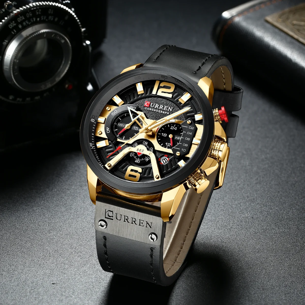 Curren 8329 Men Watch Leather Quartz Waterproof Wristwatch 6-Hand Chronograph Date Casual Fashion Luxury Relogio Masculino 3