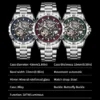 GLENAW Steampunk Skeleton Men's Watch Ring Luxury Automatic Mechanical Watches Luminous waterproof Stainless Steel Strap Watch 6