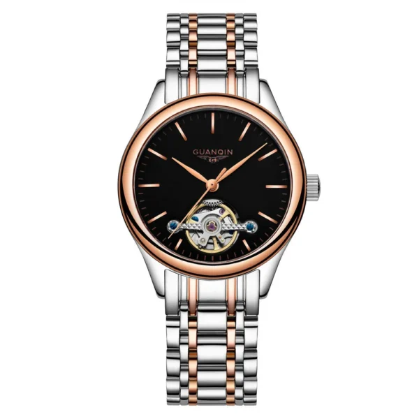 GUANQIN Luxury Skeleton Women's Mechanical Wristwatch Fashion Top Brand Automatic Silver Montre Femme Lady Watch Sapphire Clock 1