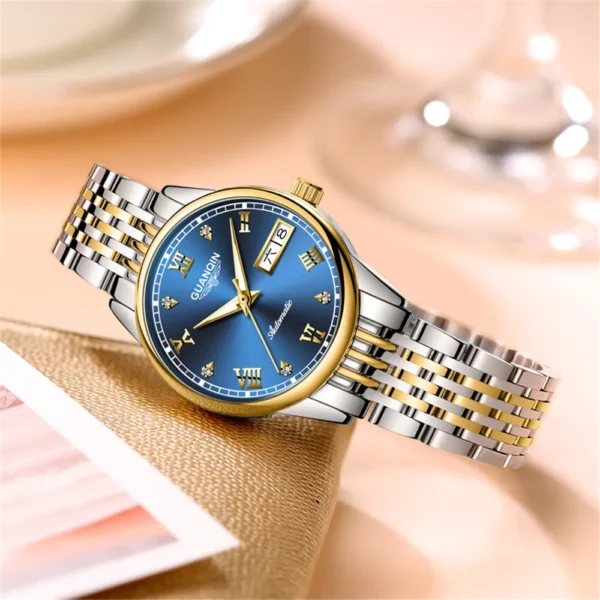 GUANQIN Women’s Watch Fully Automatic Mechanical Luxury Fashion Waterproof Luminous Watch for Woman Stainless Steel Calendar 2