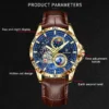GLENAW Rotating Earth Double Second Hand WristWatch Men Automatic Mechanical Watch Starry Sky Stainless Steel Leather Watchband 4