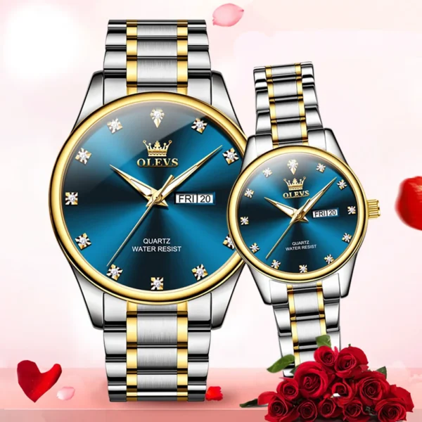 OLEVS Top Brand Couple Watches Fashion Trend Original Quartz Watch for Lover Waterproof Luminous Date His and Her Watches New 2