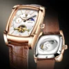 LIGE Fashion Men's Mechanical Wristwatches Top Brand Luxury Leather Square Watch Men Business Sports Tourbillon Watch For Men 1