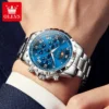OLEVS Original Luminous Men's Watches Date Chronograph Moon Phase Quartz Watch for Man Waterproof Fashion Skeleton Clock Watch 3