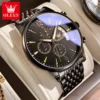OLEVS Luxury Brand Gold Men's Watches Waterproof Large Dial Date Luminous Quartz Watch Cool black Original Wristwatch for Male 4