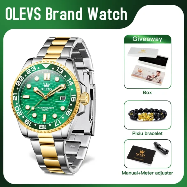 OLEVS 3610 Mens Watch Brand Original Waterproof Quartz Watch Waterproof Luminous Sport Watches Automatic Date Watch For Men 2