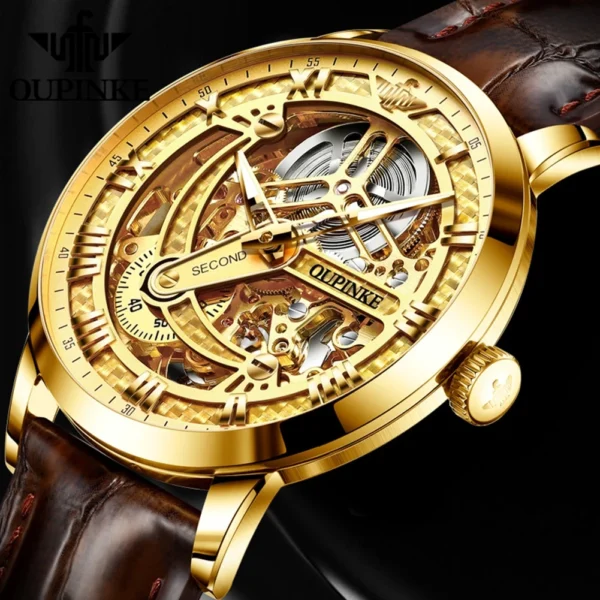 OUPINKE Great Price Reduction Luxury Brand Men Watch Gold Fully Automatic Mechanical Watch Waterproof Luminous Original Watch 1