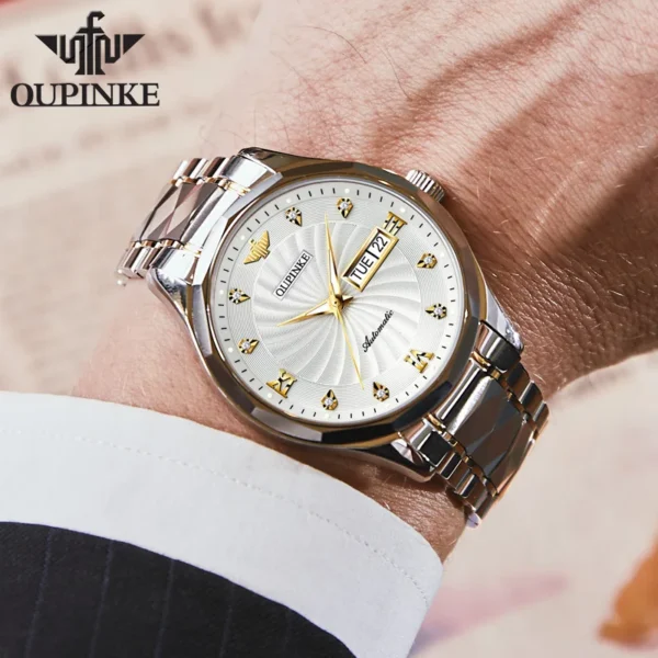 OUPINKE 3169 Men Watch Luxury Brand Imported Automatic Movement Watch Fashion Sapphire Waterproof Calendar Men Mechanical Watch 2