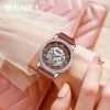 OUBAOER Ladies Mechanical Watch Automatic Skeleton Leather Strap Fashion Diamond Crystal Evening Banquet Dress Watches for Women 5