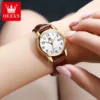 OLEVS Brand Fashion Quartz Watch for Men and Women Leather Strap Waterproof Original Watch Arabic Numeral Scale Giving to Elders 3